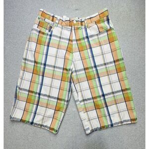 VINTAGE Beyond The Limit Shorts Adult 36 White Plaid Baggy Streetwear Y2K Mens